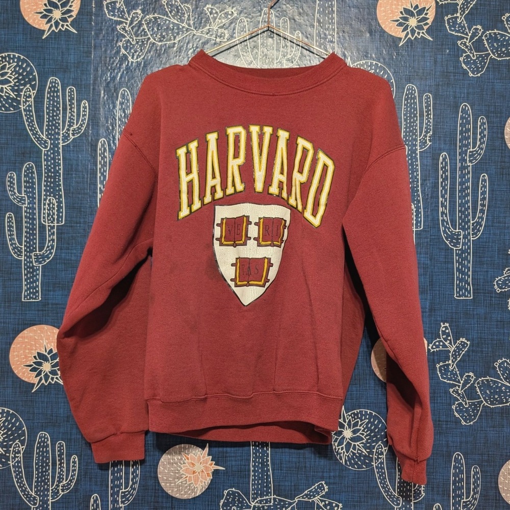 Vintage Santee Cotton Blend Harvard University Crewneck Sweatshirt Maroon Medium